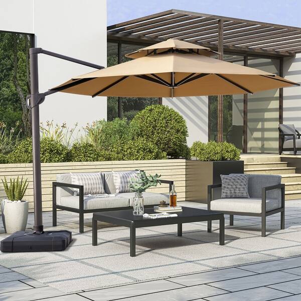 slide 2 of 32, VredHom 11.5 Ft Round Cantilever Patio Umbrella with Cross Base