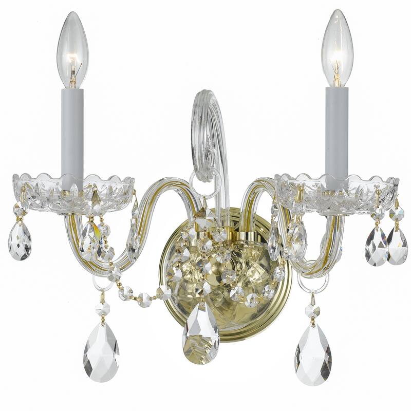 Traditional Crystal 2 Light Spectra Crystal Chrome Sconce - 15'' W x 12.5'' H x 7'' D - 15'' W x 12.5'' H x 7'' D