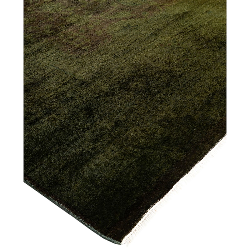 Overdyed One-of-a-Kind Hand-Knotted Area Rug - Green - 9' 0" x 12' 1"