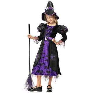 Practical Spell Witch Costume Girls Dress with Hat