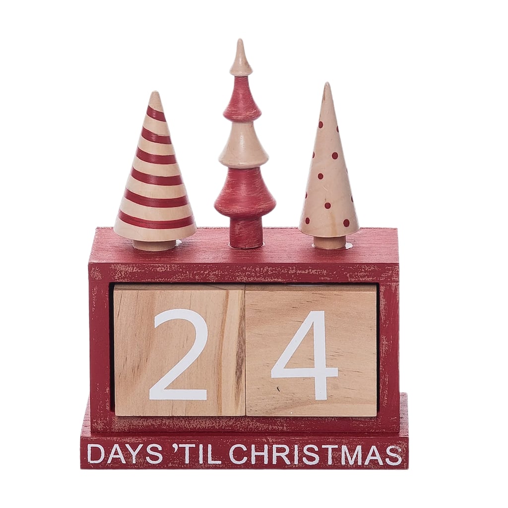 Transpac Wood 7.7 in. Multicolor Christmas Rustic Tree Countdown Calendar Set of 3 - Multi