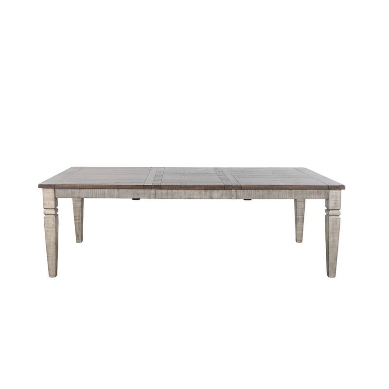 Camie Dining Table Extendable 66-90 Inch Dark Brown Gray Mahogany Wood