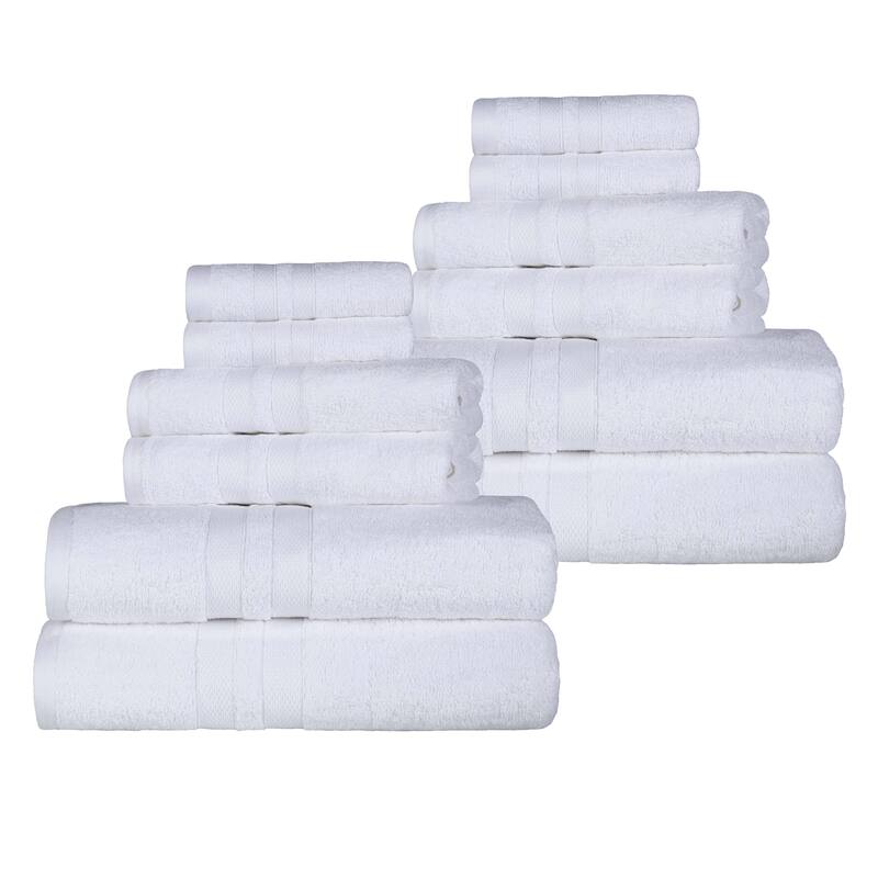 Superior Ultra-Soft Cotton Solid Quick-Drying 12 Piece Towel Set