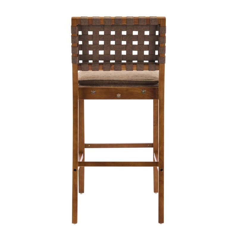 Christopher Knight Home - Rieti Industrial-Inspired Barstool Set with Crossback PU Upholstery and Wooden Frame