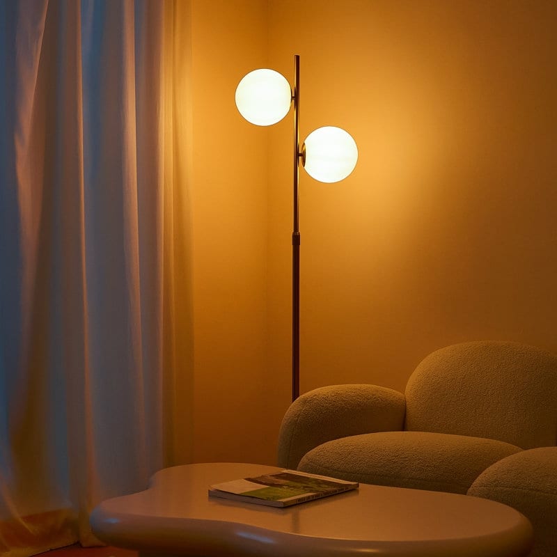 CO-Z 73-inch 2 Light Glass Shades Floor Lamp Height Adjustable