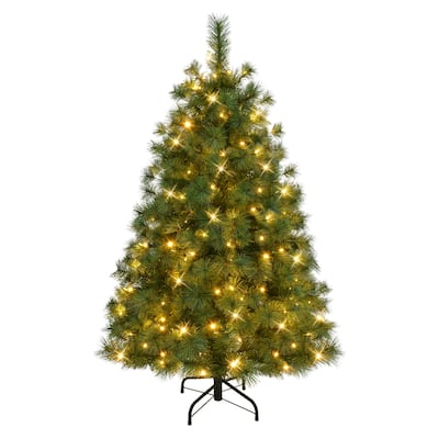 Puleo International 4.5' Pre-Lit Artificial Colorado Pine Christmas Tree with 150 Dual Function LED Lights