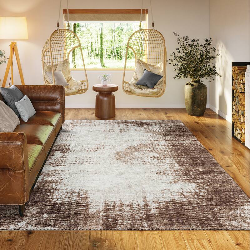 Indoor/Outdoor Rylee Modern Bordered Washable Rug