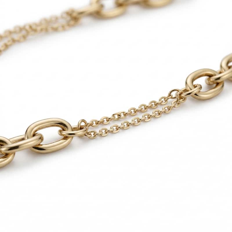 Fremada 10k Yellow Gold 5-Oval Fancy Link Station Necklace (18 Inch)