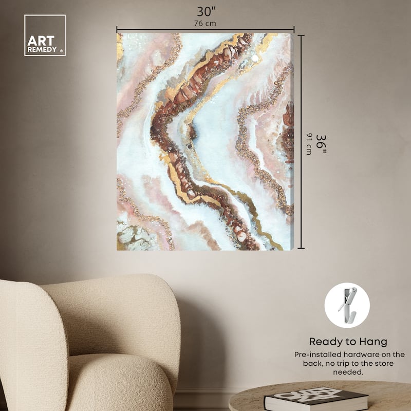 Art Remedy Blush Geode Gallery Wrapped Mineral, Agate & Geode 1 Piece Canvas Wall Art