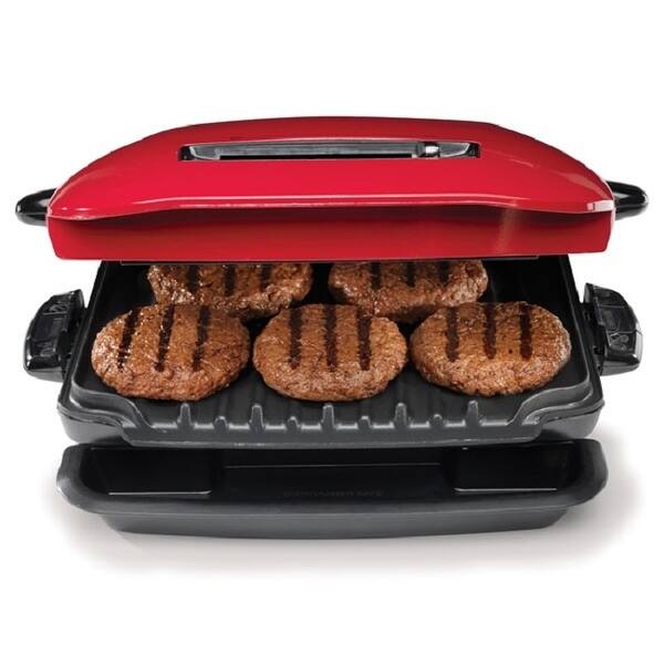 George Foreman 5 Serving Grill & Broil w/ 5 Nonstick Plates 