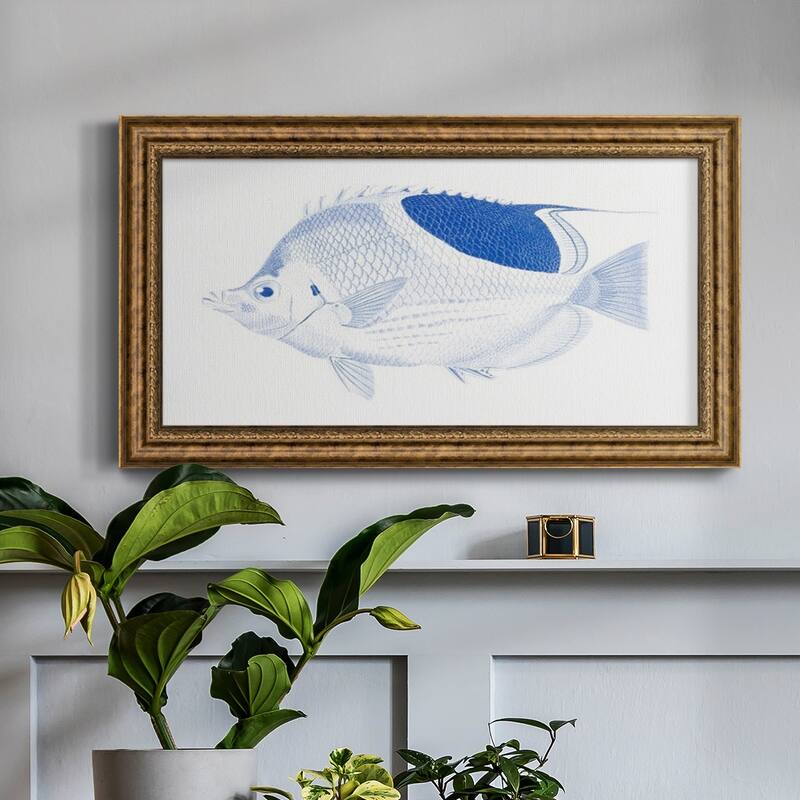 Blue & White Tropical Fish I Premium Framed Canvas- Ready to Hang