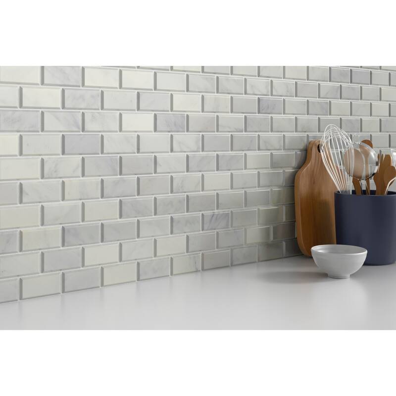 Emser Tile Marble - 12" x 12" Rectangle Brick Mosaic Wall Tile -