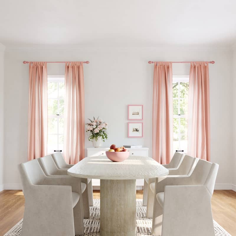 Acroma Metal Adjustable Single Modern Curtain Rod Pink