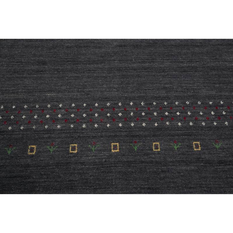 Hand Knotted Oriental 100% Wool Carpet Tribal Animal Pictorial Greys & Charcoal Gabbeh Area Rug - 9' 8'' X 10' 0''