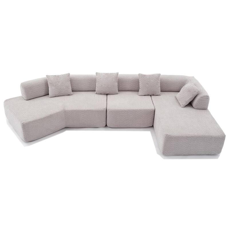 140" L-Shape Cloud Sectional Couch w/ Chaise, Modern Modular Sofa with Deep Seat, Upholstered Couches No Assembly Required