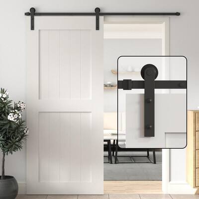 4-14 FT Sliding Barn Door Hardware Track Kit for Single Door I Style Rollers