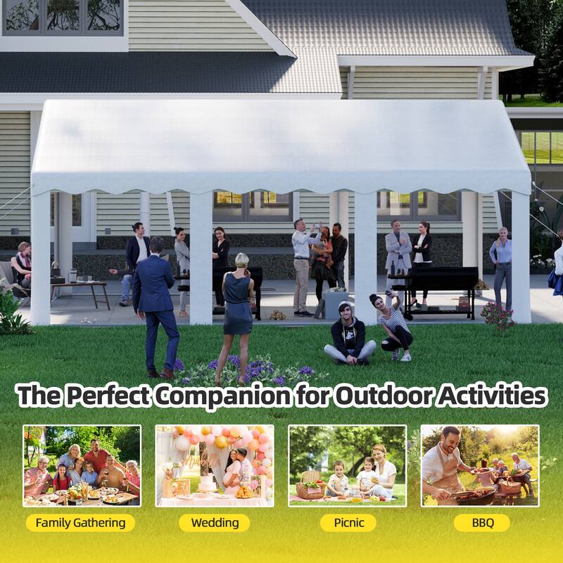 Durable Party Tent Gazebo for Events, Weddings, and BBQs - Includes Removable Sidewalls with Windows & Storage Bags, White