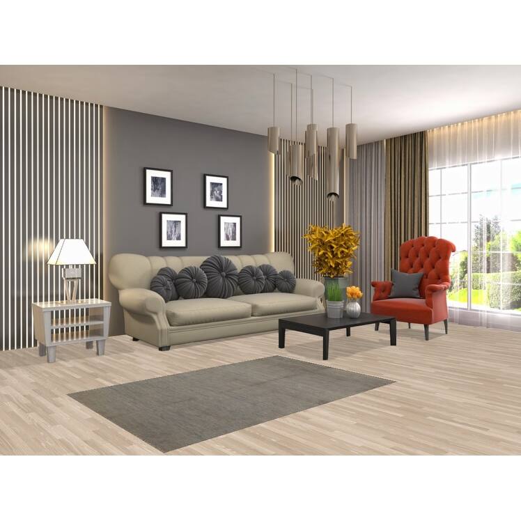 Hand Knotted Oriental 100% Wool Carpet Modern Modern Greys & Charcoal Gabbeh Area Rug - 4' 11'' X 3' 3''