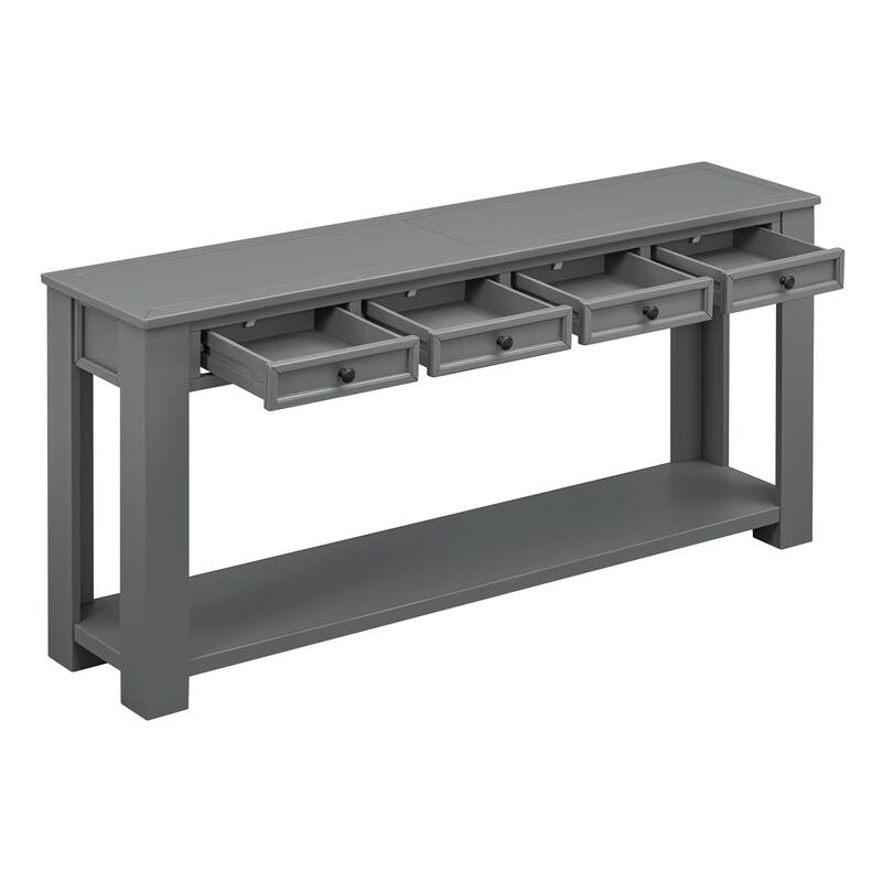Merax Rustic Console Table with Storage Drawers and Bottom Shelf