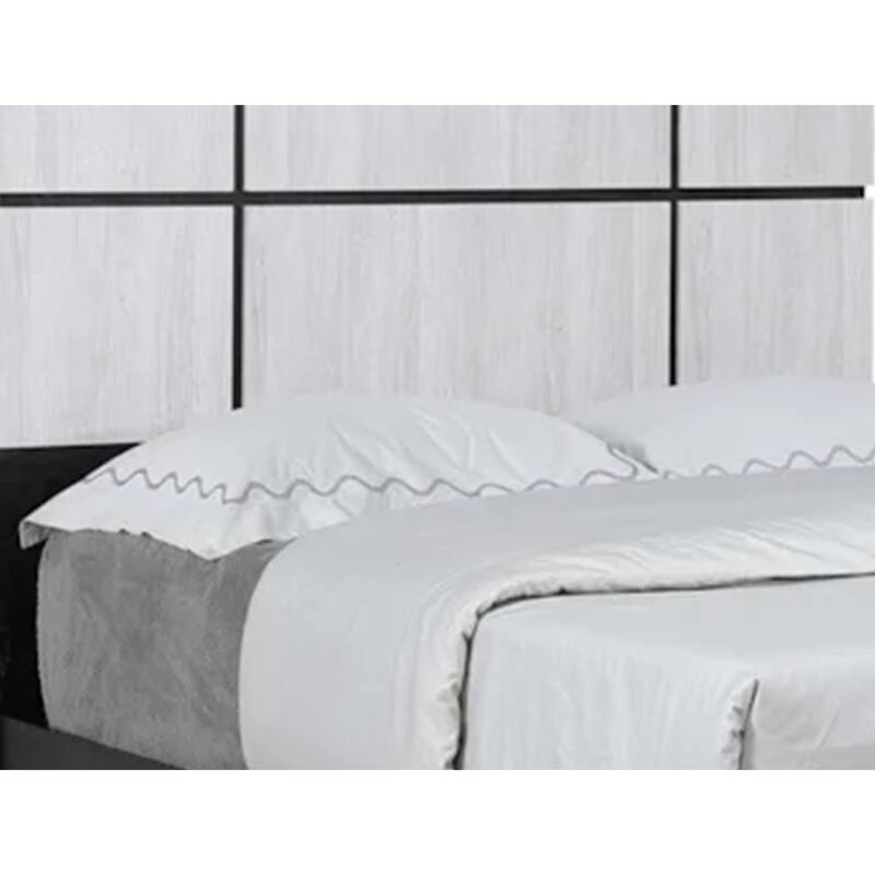 Ruthe Queen Panel Bed with Horizontal Trim Lines, White Grained Wood