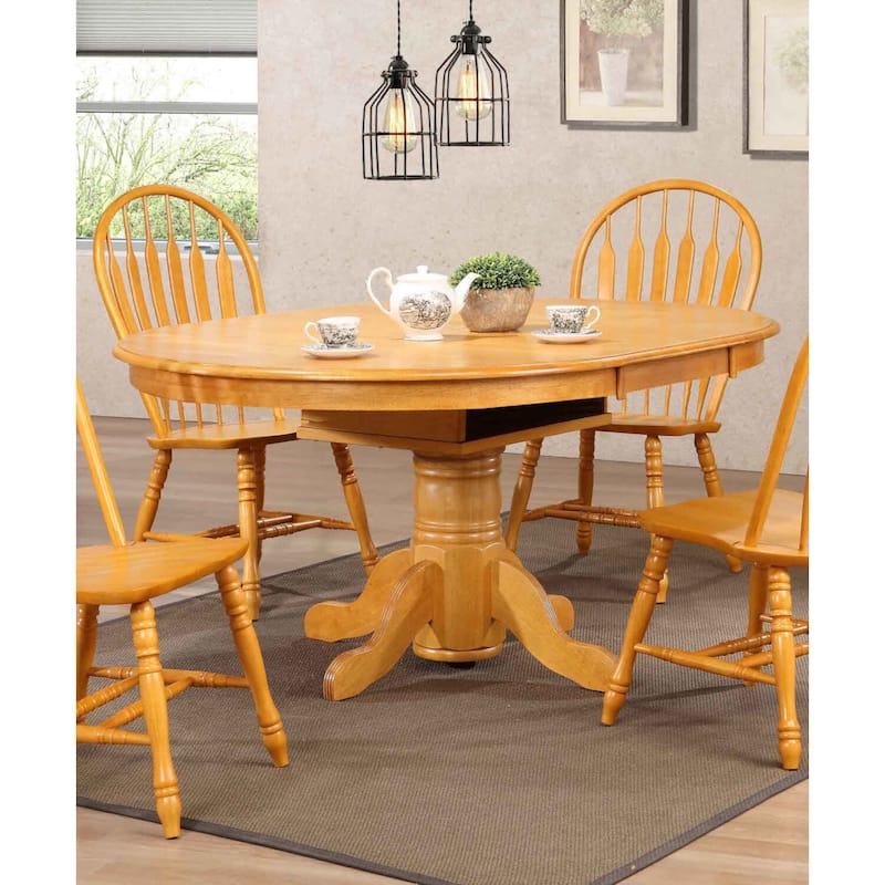 Extendable Dining Table - Oval Pedestal Table, 66" Dining Table, Butterfly Leaf Table, Seats 6 - 66