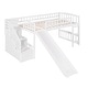 preview thumbnail 14 of 13, Twin Size Loft Bed with Two Storage Stairs and Slide, White