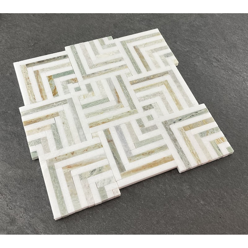 Groutless Square Basketweave Marble Mosaic Tiles - Case (10 Sheets)