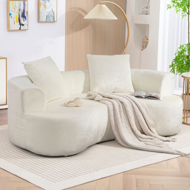 XINMICS 79'' Modern Sectional Sofa, 2-Seater Chenille Sofa with 2 Pillows, U-Shape Foam Sofa No Assembly Required