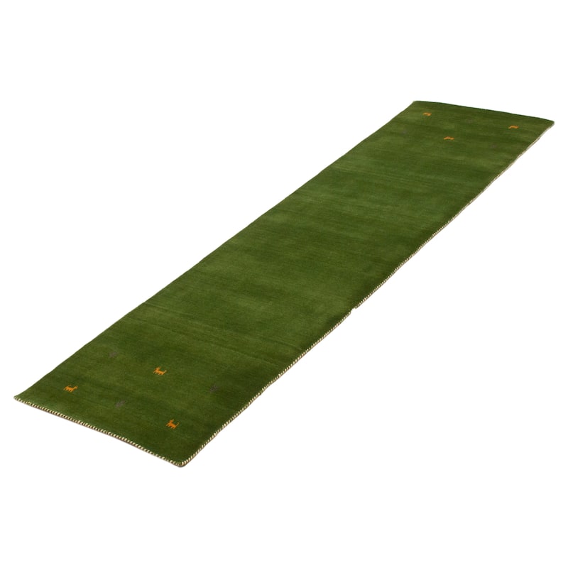 Kashkuli Gabbeh Green Rug 2'7" x 9'7" - 2'7 x 9'7