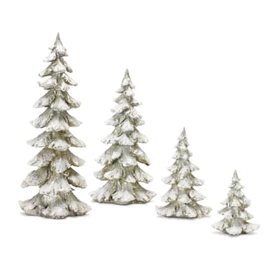 Set of 4 Frosted Christmas Tree Tabletop Decors 18"