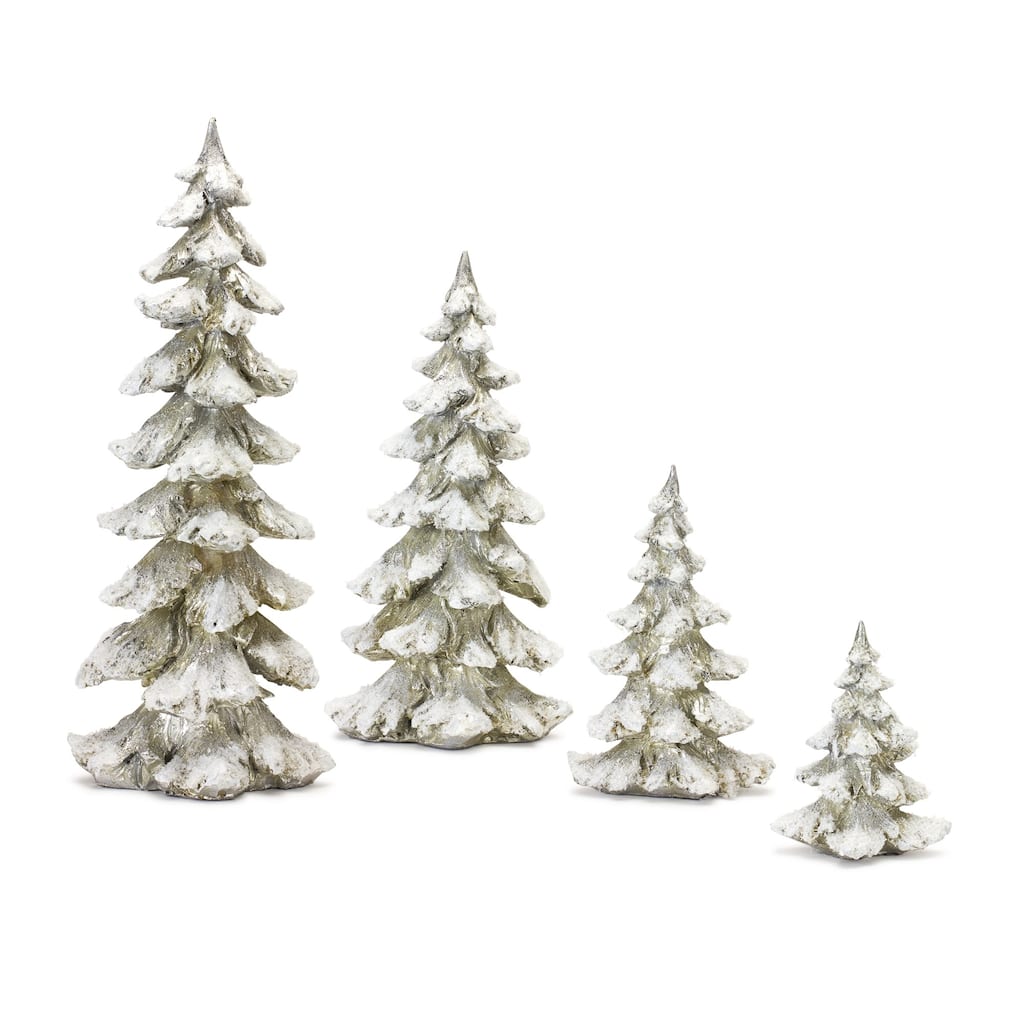 Set of 4 Frosted Christmas Tree Tabletop Decors 18"