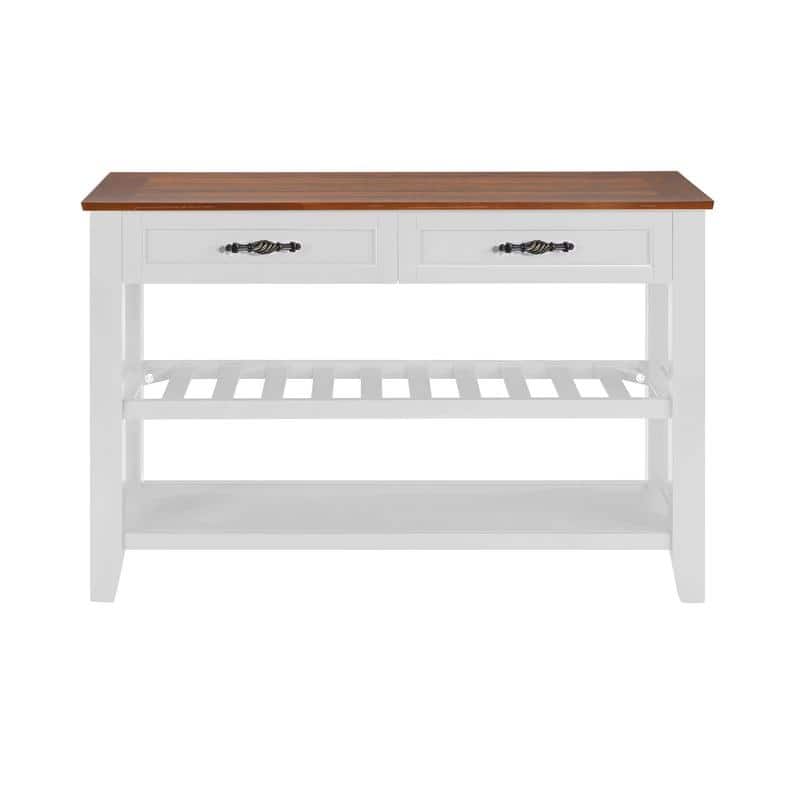 Vintage-Inspired Pine Console Table - Two-Tier Open Shelf Design for Living Spaces‌.