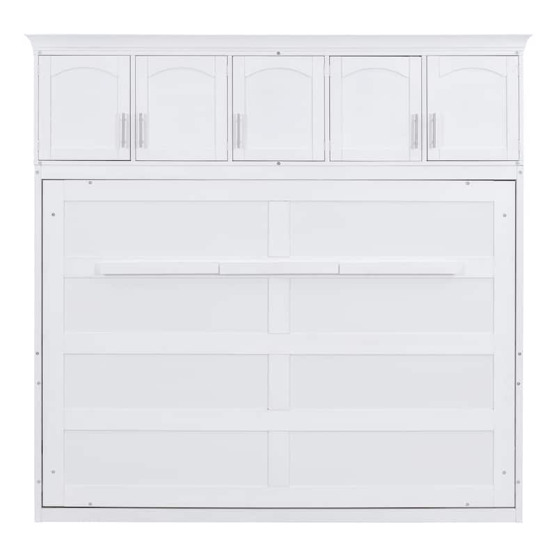 Storage Murphy Bed with Top Cabinets, Flip Horizontal