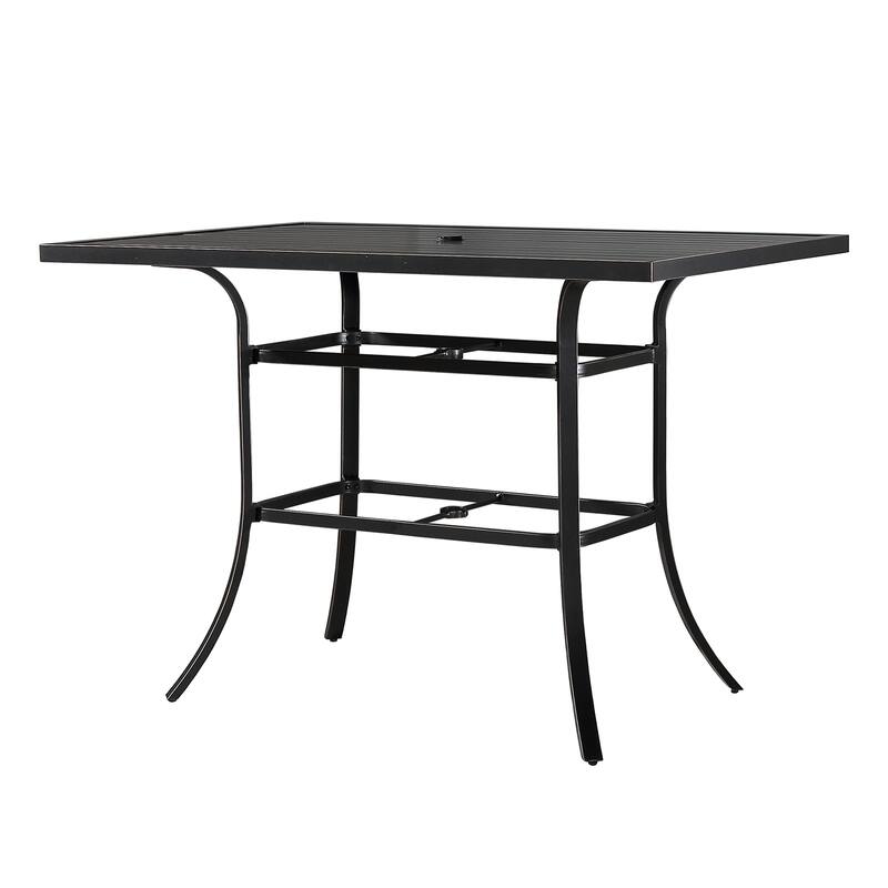 Clihome 82/60 in. W Aluminum Steel Dining Table with Umbrella hole
