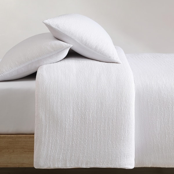 Calvin Klein Seersucker 3 Piece Comforter Set - White - King