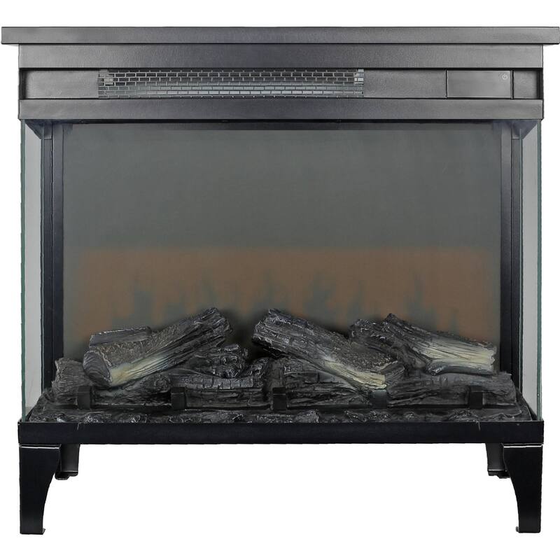 24" Freestanding Electric Fireplace with Infrared Heat, Panoramic Flame View, and Adjustable Settings - Includes Remote