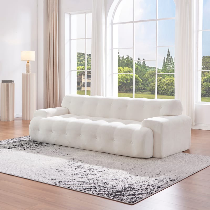 88 inch Cloud 3 Seater Boucle Sofa with Button Tufted Comfy Upholstered Couch