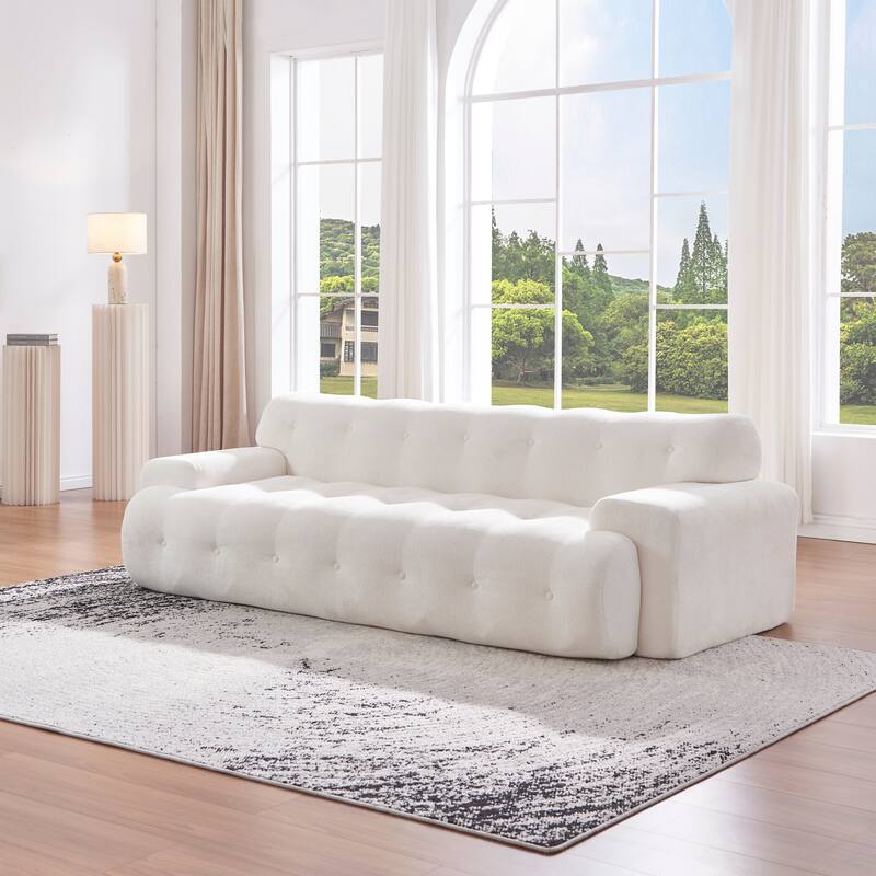 Button Tufted Upholstered 3 Seater Sofa, Comfy Chenille Deep Seat Cloud Couch, Compression Sofa for Apartment, Living Room