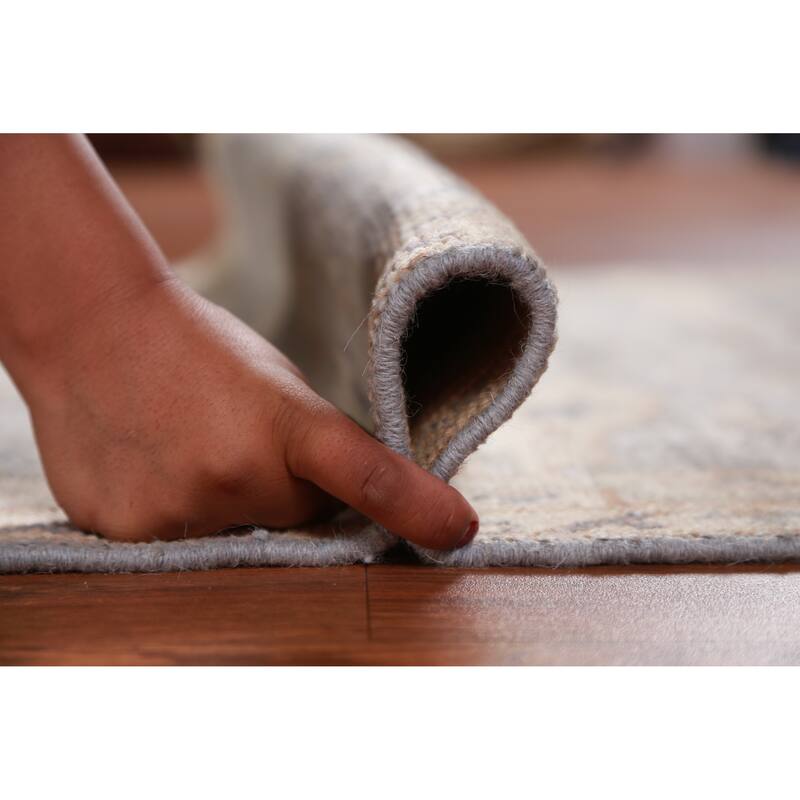 Hand Knotted Oriental 100% Wool Carpet Transitional All-Over Greys & Charcoal Oushak Runner Rug - 12' 1'' X 3' 0''