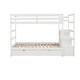 preview thumbnail 4 of 7, White Twin Over Twin/King Pine Bunk Bed with Trundle, Storage Staircase, Guardrail, Drawers