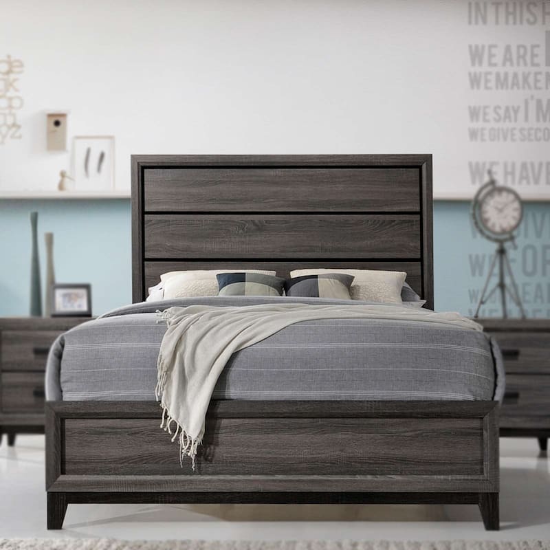 Rustic Queen Bed with Driftwood Grey Finish