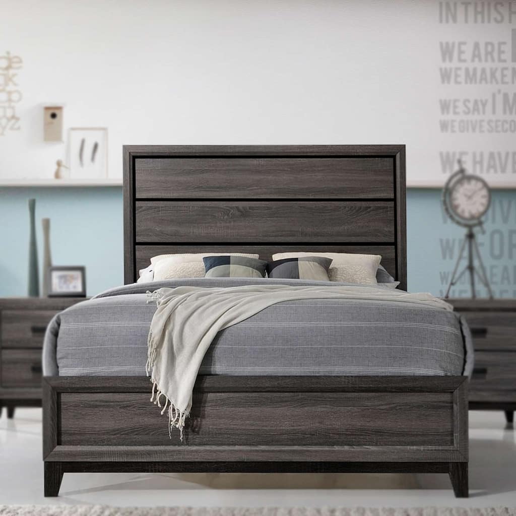 Rustic Queen Bed with Driftwood Grey Finish