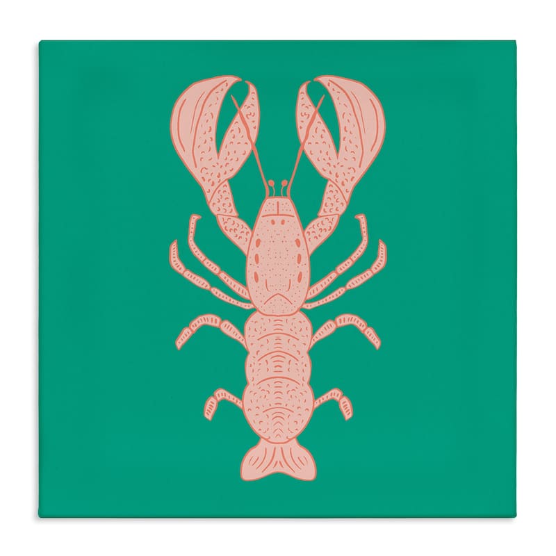 Stupell Minimal Pink & Green Lobster Canvas Wall Art Design By Sazerelli Designs - 17 x 17