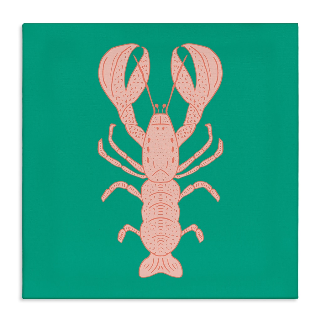 Stupell Minimal Pink & Green Lobster Canvas Wall Art Design By Sazerelli Designs