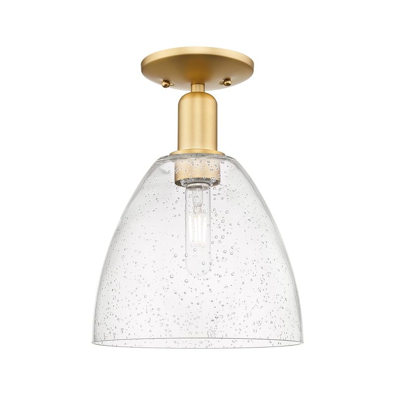 Innovations Lighting Endless Possibilities Arcadia - Bristol - 1 Light 9" Semi-Flush Mount - Satin Gold/Seedy
