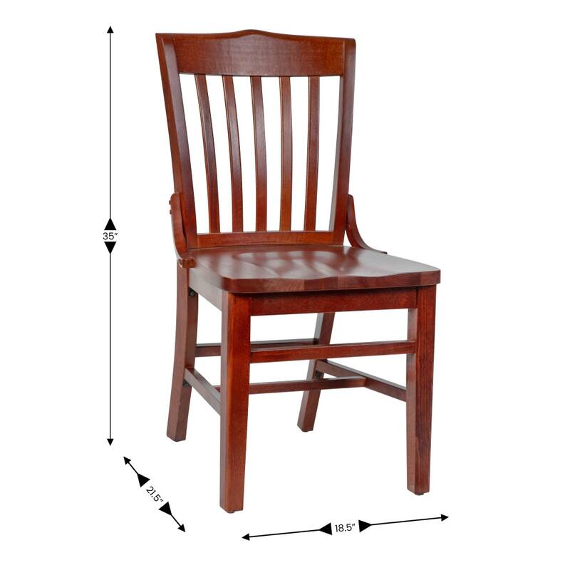 School House Back Wooden Restaurant Dining Chair - 18.5"W x 21.5"D x 35"H - 18.5"W x 21.5"D x 35"H