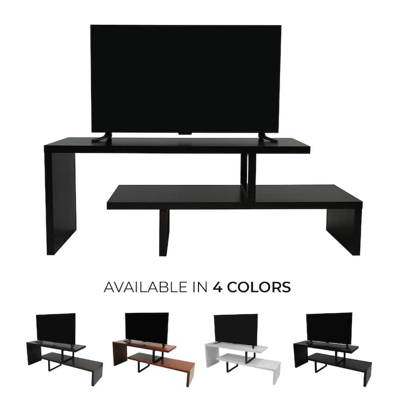 Orford Minimalist Modern MDF Wooden Shelves TV Console Entertainment Stand with Iron Legs Low Maintenance