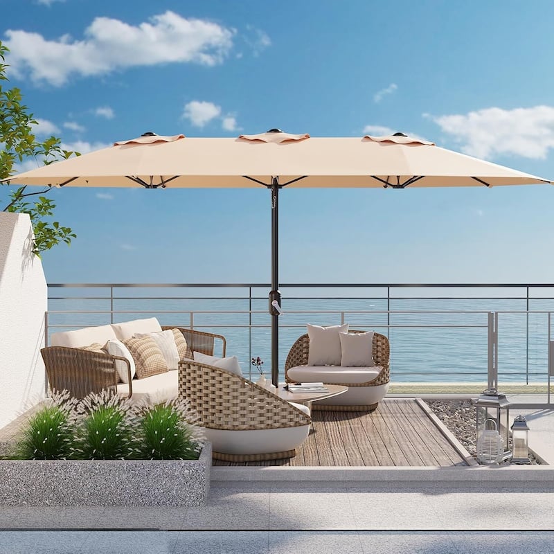 13FT Double-Sided Patio Umbrella for Deck, Pool, Garden, Backyard