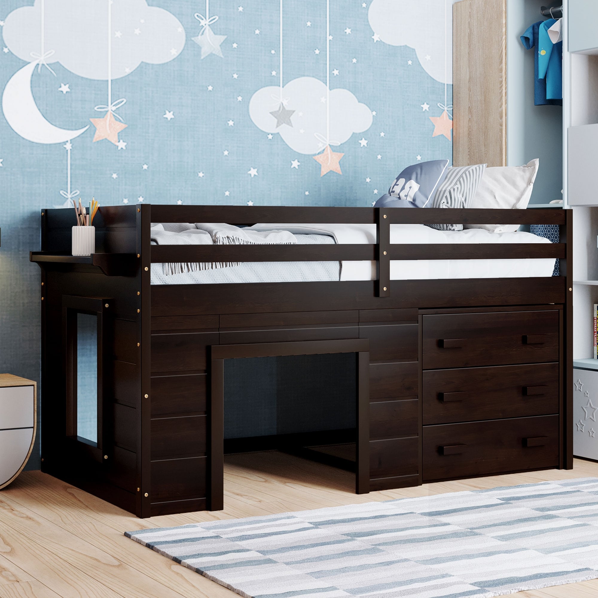 Low loft new arrivals bed with drawers