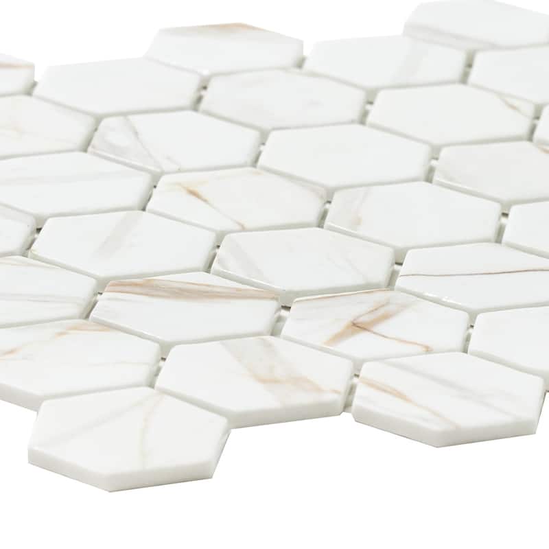 Eterna Hex 2x2 Glass Hexagon Mosaic Tile - Floor, Wall, Backsplash